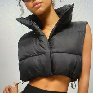 Cropped Gold Rush Puffer Vest - Size XS